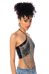 DAZZLING CHAINS HALTER TOP