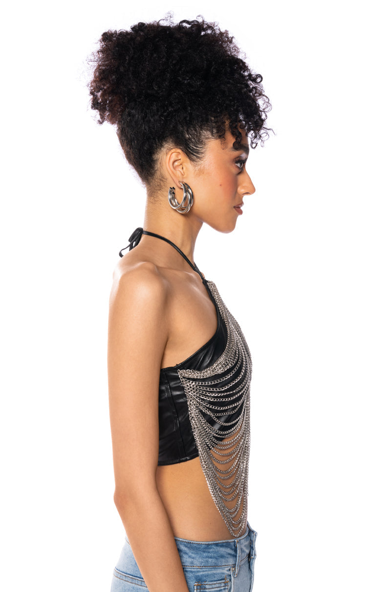 DAZZLING CHAINS HALTER TOP