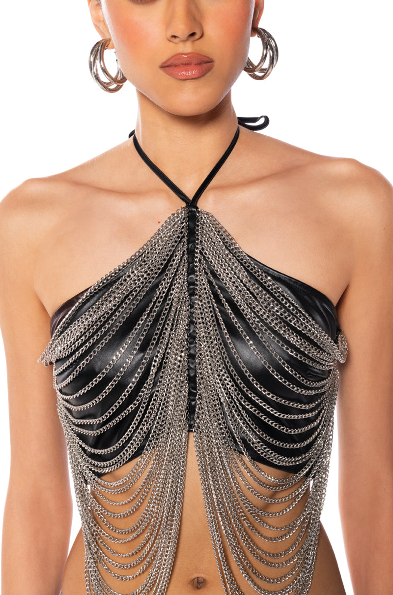 DAZZLING CHAINS HALTER TOP