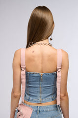 DONT STOP ME NOW DENIM CORSET TOP