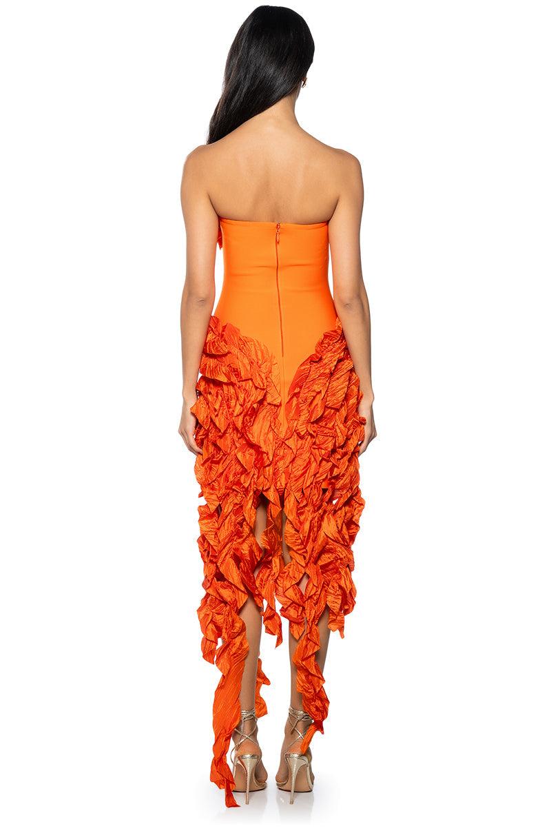 DONT STOP THE PARTY ASYMMETRICAL MIDI DRESS