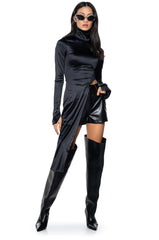 DON'T WASTE MY TIME LONG SLEEVE SATIN FINISH BLOUSE