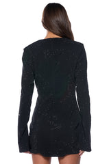 ELIANA TWIST DETAIL EMBELLISHED LONG SLEEVE MINI DRESS